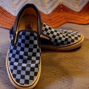 Blue Checkerboard Slip-On Vans